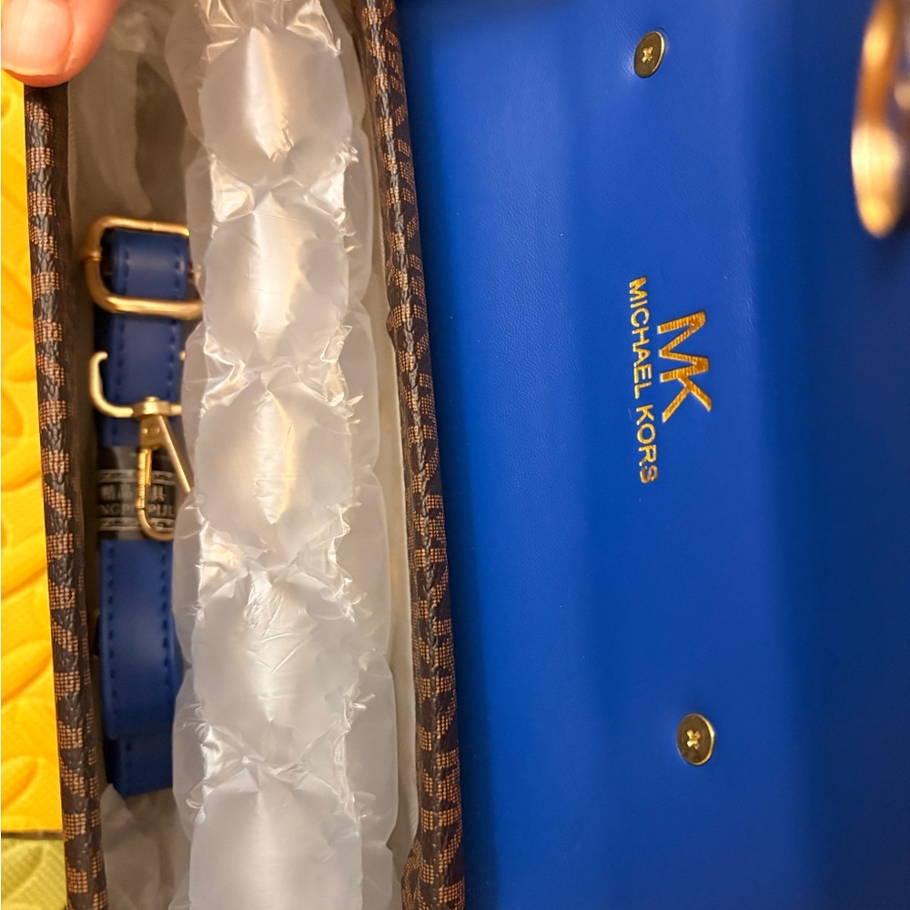 MK Royal Blue and Brown Satchel - Picture 8 of 9